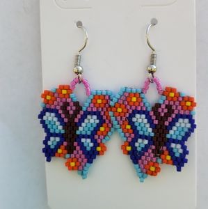 Handmade Butterfly Beaded Earrings